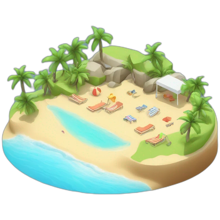 beach landscape isometric 3d emoji