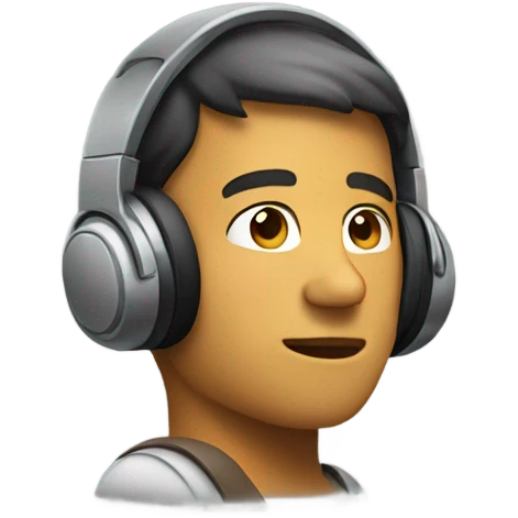having headphones looking at the right emoji
