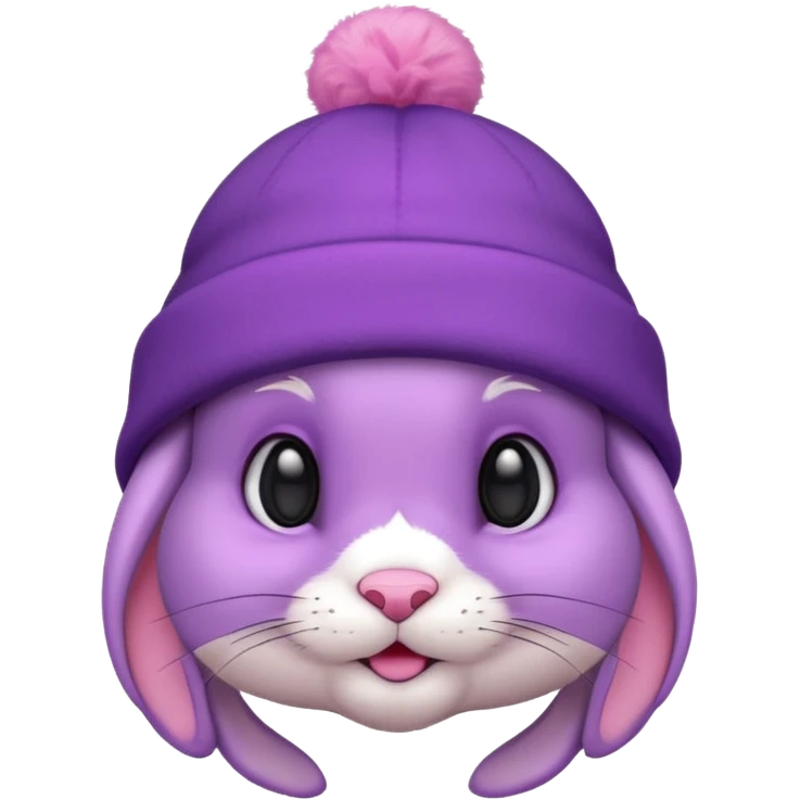 Bunny wear a purrple benie hat emoji
