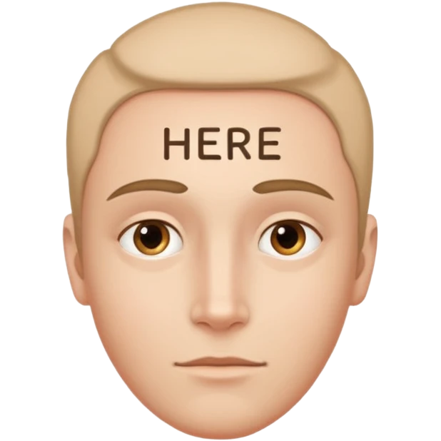forhead with "Here" text on it emoji