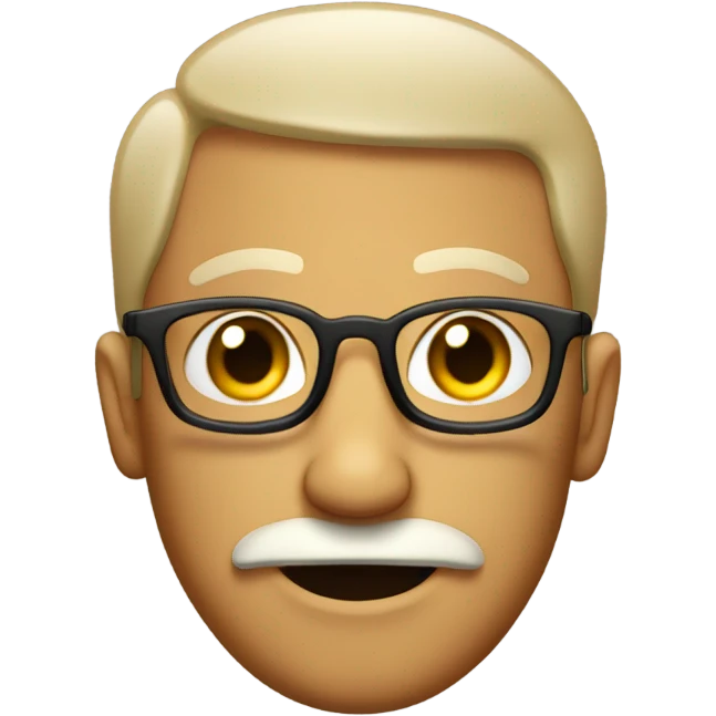 Bug eyed slightly tan guy with short hair and a moustache. No sunnies emoji
