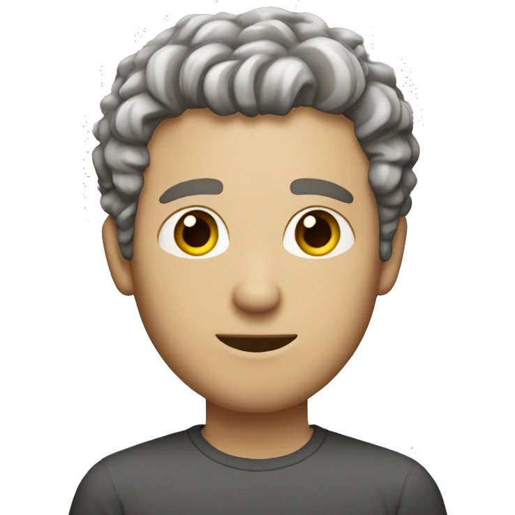 white male, short curly hair, light brown with a hint of grey, stubble, eye roll expression. emoji