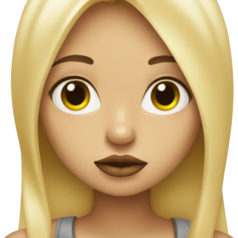 blonde girl making duck lips emoji