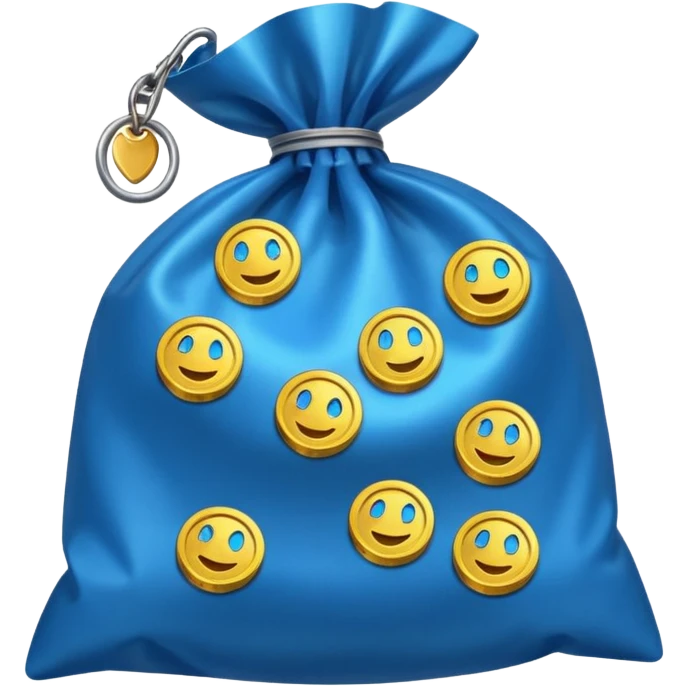 blue coins inside an opened bag  emoji