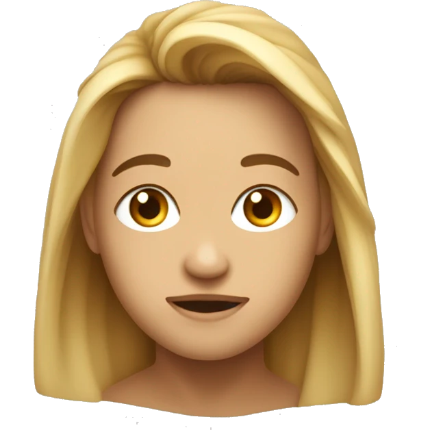 Criar um emoji do busto de uma criança loira de olhos azuis esverdeados, com uma pequena falha no cabelo que é penteado para esquerda emoji