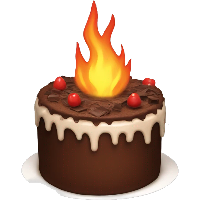 a chocolate cake on fire emoji
