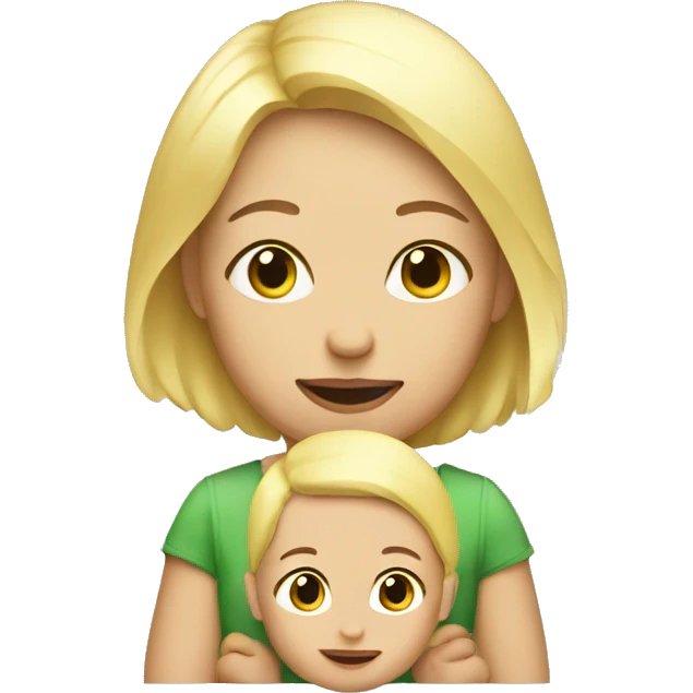 blond woman with blond baby emoji