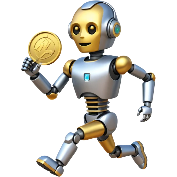 Robot picking running a marathon with gold medal emoji
