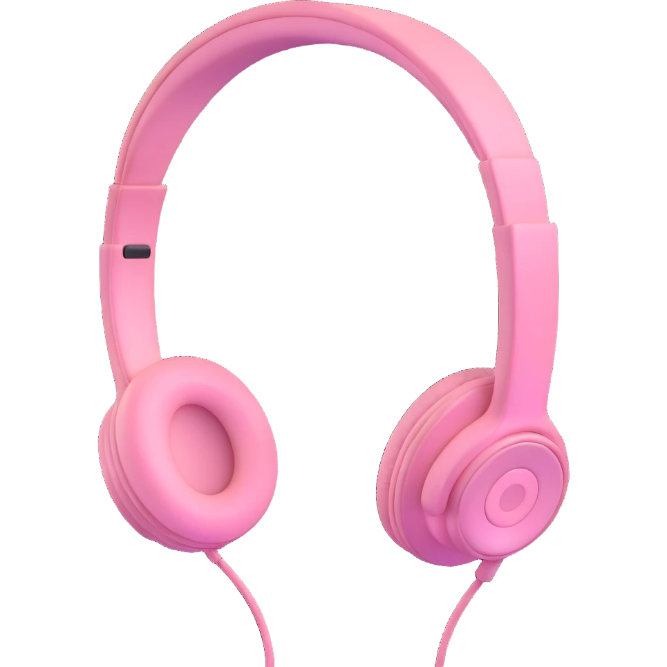 light pink headphones, soft and cute emoji