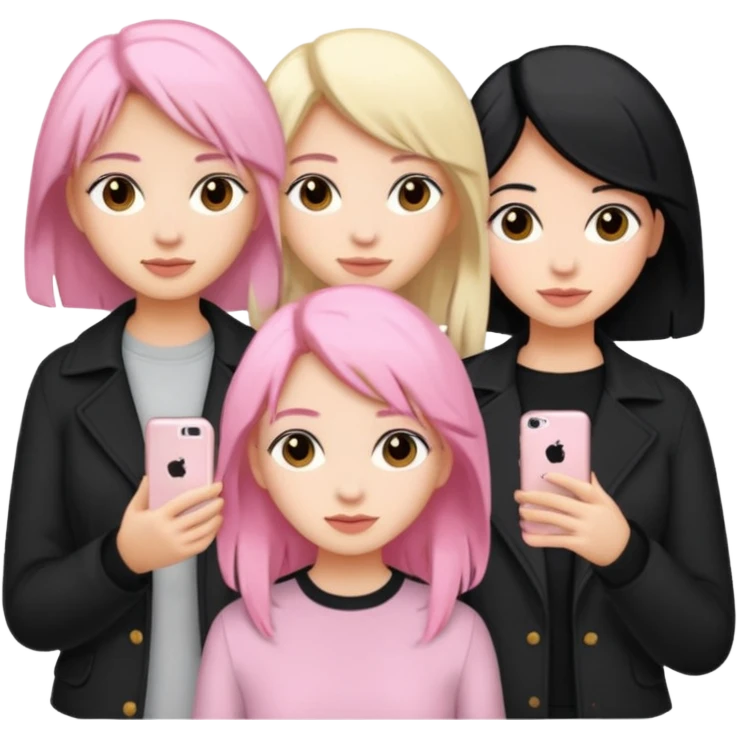 Girlfriend emoji - 5 white girlfriends, 1 with pale pink hair, 2 with black hair, 1 with medium blonde hair  emoji