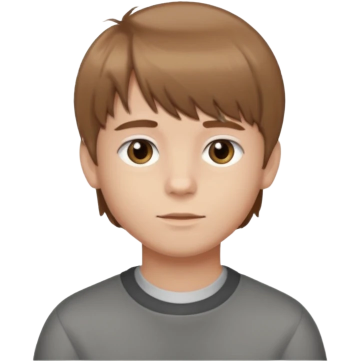 Crie um emoji de um menino com o cabelo castanho claro com uma franja e o corte low fade zumbi emoji