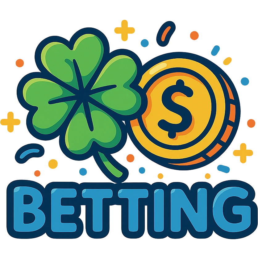 playful and colorful betting logo with a lucky clover and coin emoji