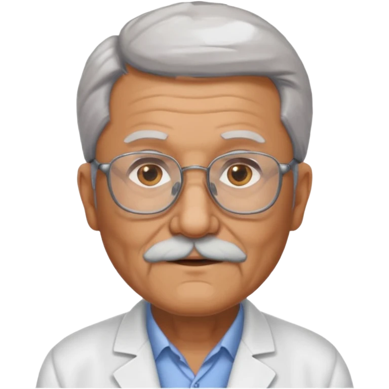 una imagen de un abuelo de 63 años sin bata medica con gafas emoji