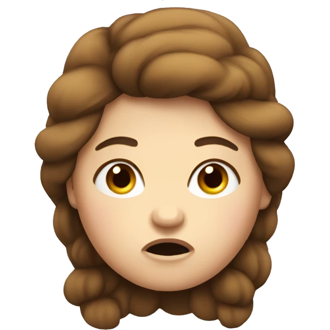 Chubby girl with brown long vawy hair angry emoji