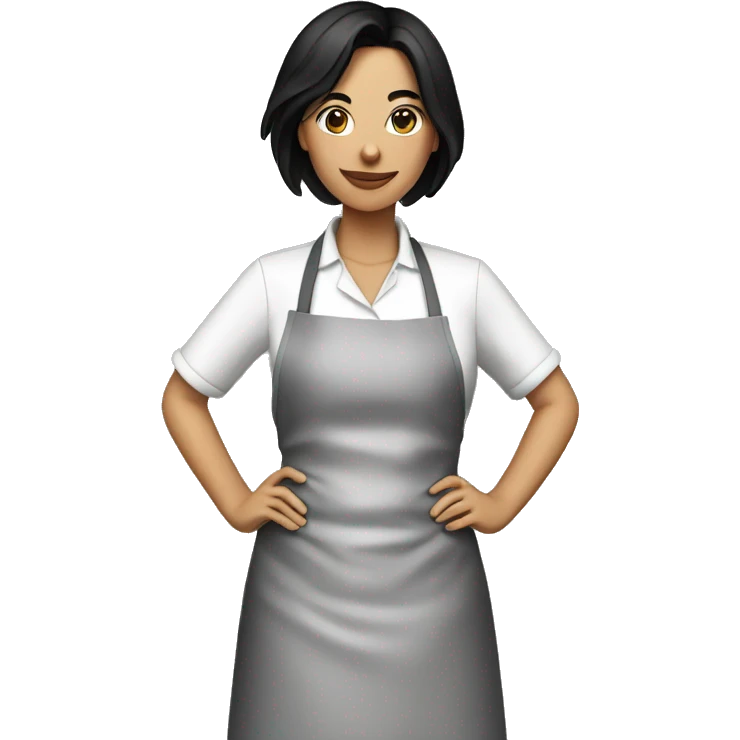 Fair skinned woman with black hair cooking  emoji