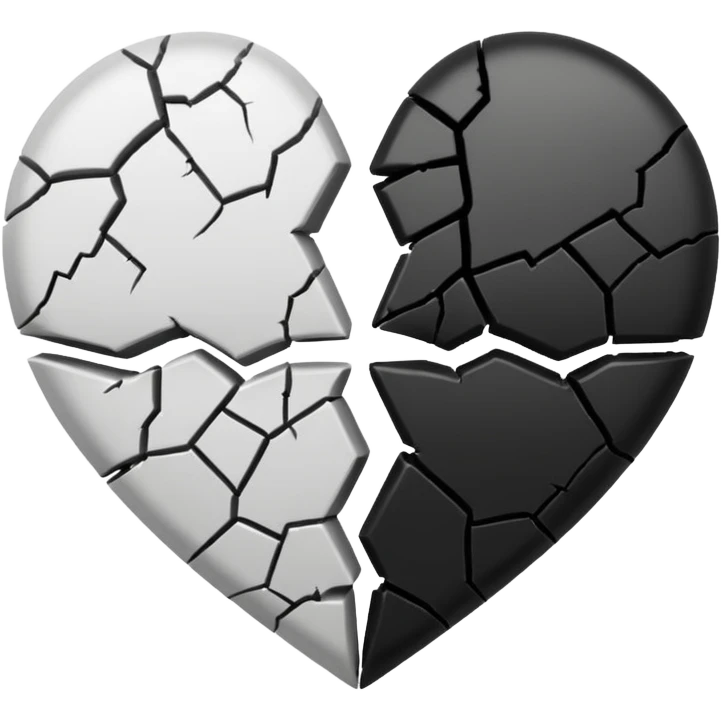 Black half and white half heart emoji