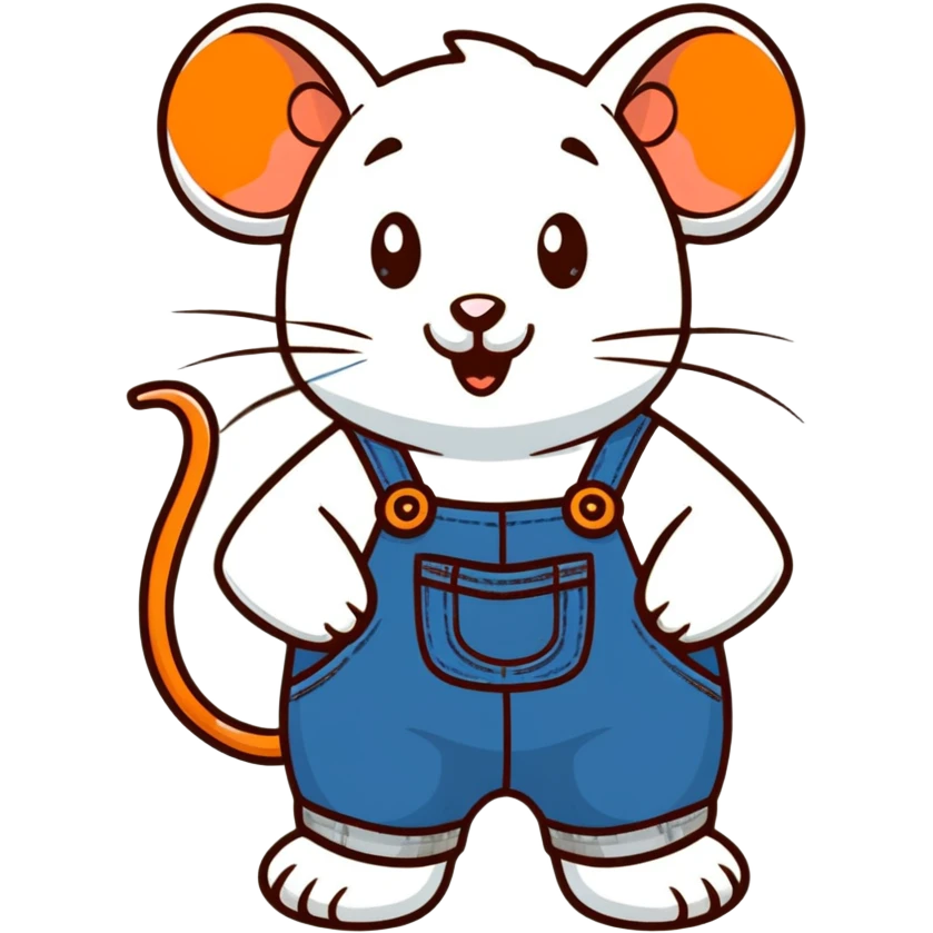 cute rat wearing blue denim overalls emoji