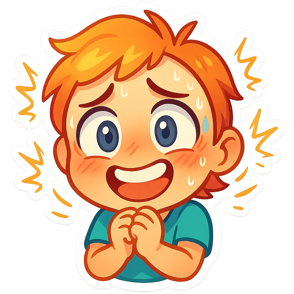 emoji representing the emotion of 'anticipanic', a creative blend of anticipation and panic, anxious yet hopeful expression with vibrant, dynamic colors and a slightly frantic look emoji