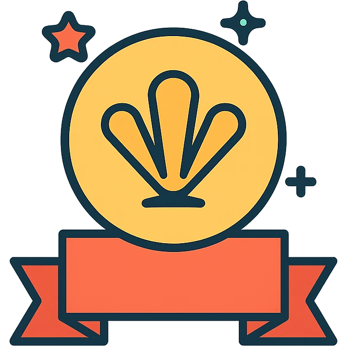 vector icon of a gold fan favorite emblem with subtle colorful accents, elegant and minimalist flat design, isolated on white, award badge style, 2D flat vector, trending icon look, soft shadows, no text, commercial use emoji