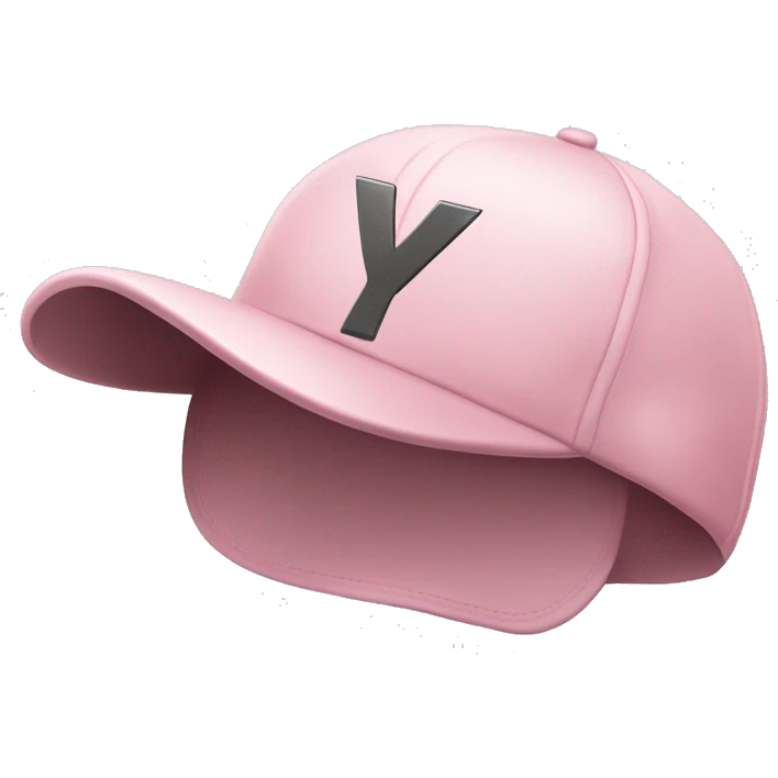 Pastel pink cap with an y on it, Schild auf der linken Seite emoji
