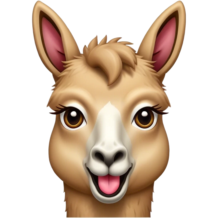 a llama with a surprising face, wide eyes open , long tongue sticking out emoji
