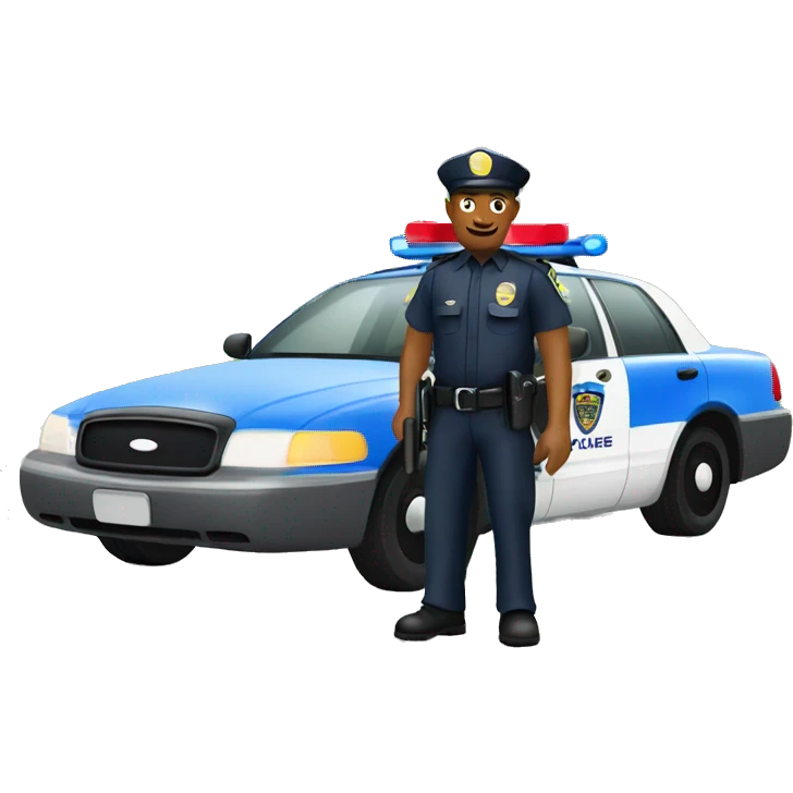 police officer outdoors with vehicle and plunger emoji