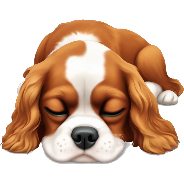 Cavalier King Charles spaniel sleeping on back emoji