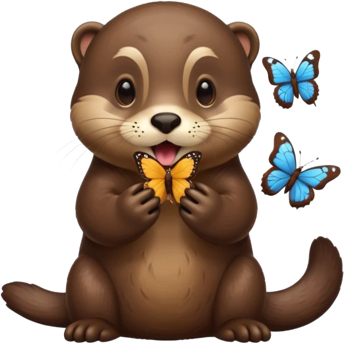 otter with a butterfly in the mouth  emoji