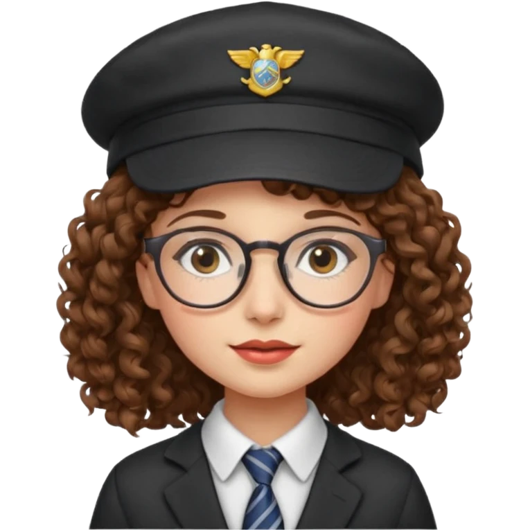 hatted girl with glasses and curly hair wearing tie emoji