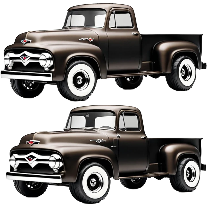 1:10 off-road lcg smoking rusting Arrma Traxxas Basher Wednesday Adam’s 1954 blackened tarnished hotrod utility streamlined anime Ford extended cab rc bulging pickup (extra wide low-profile pin tires chrome wheels with fenders) emoji