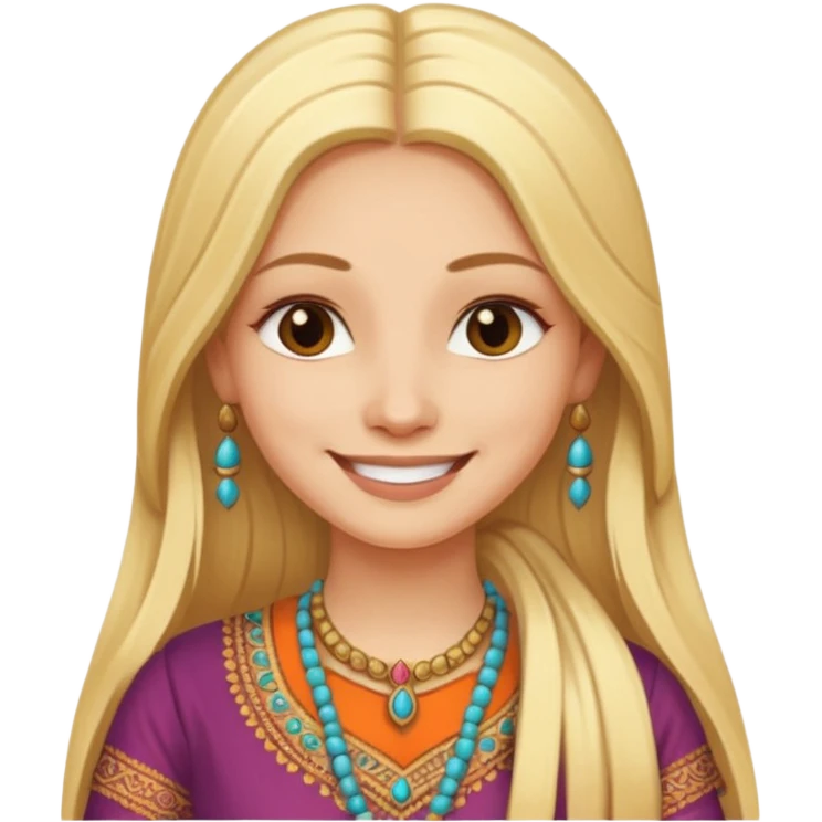 emoticon de una mujer rubia de pelo largo con vestimenta de india emoji
