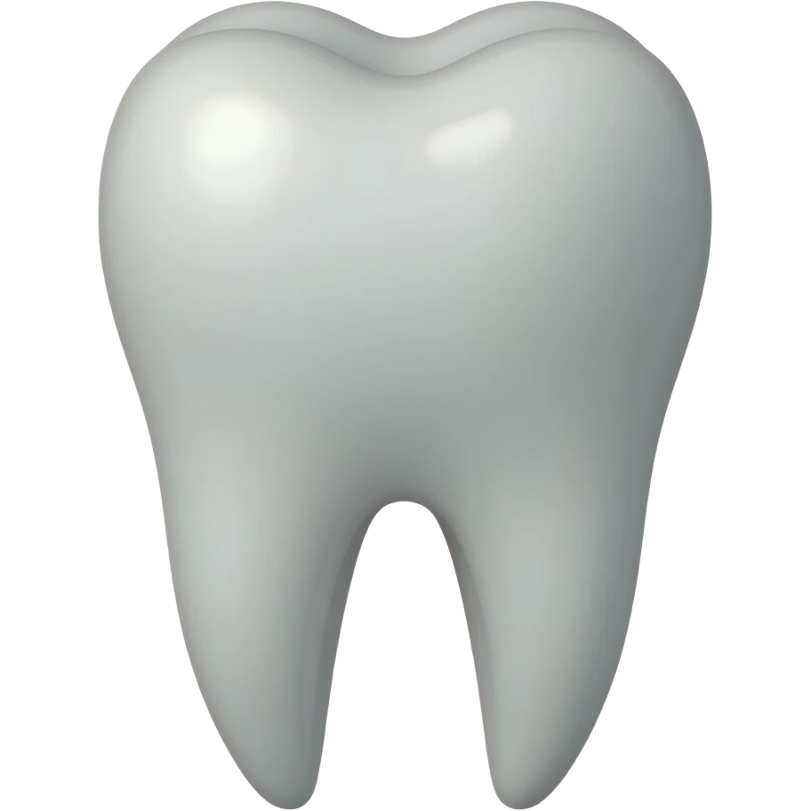 Semi‑realistic illustration of a single white molar tooth with visible root, glossy highlights, subtle shadows, warm fantasy aesthetic, transparent background, square, no text. emoji