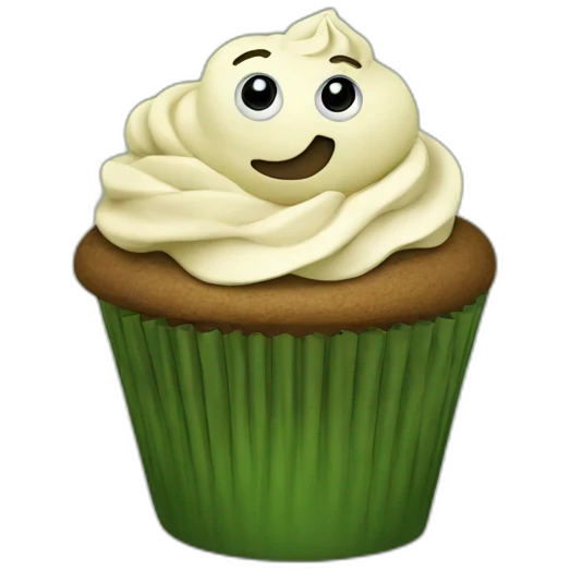 Happy camouflage cupcake emoji