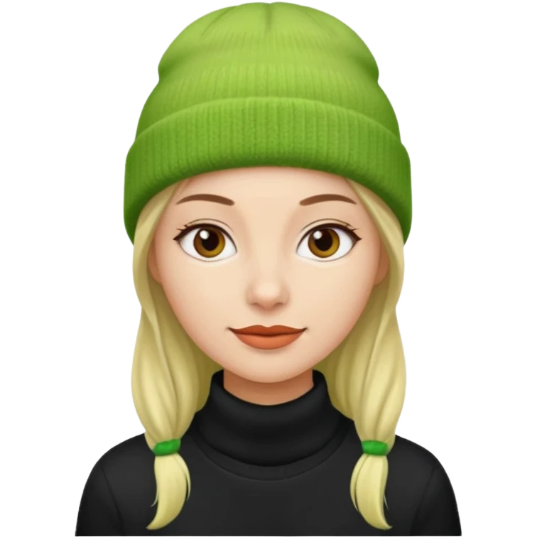 woman with apple green beanie emoji