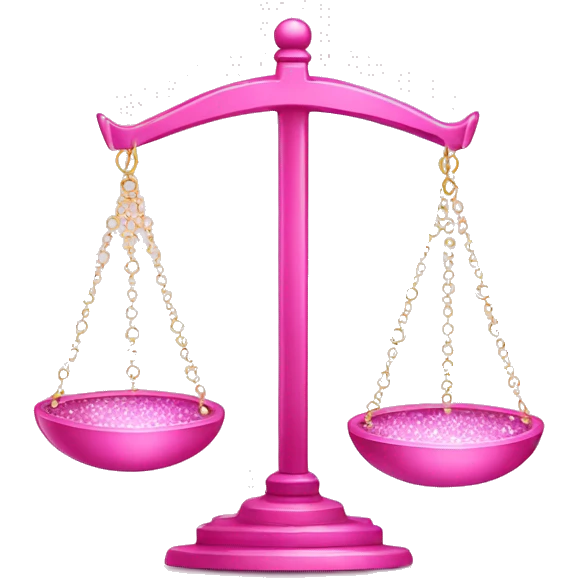 Pink balance scale with sparkles emoji