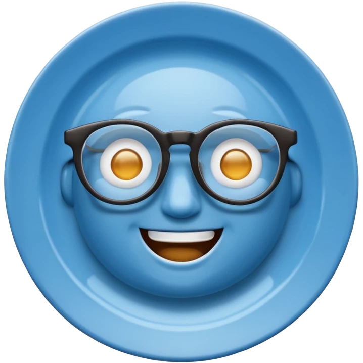talking plate blue with glassess emoji