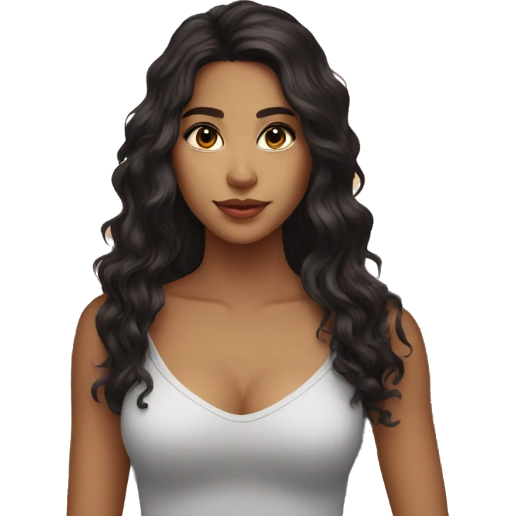 girl latina wavy long hair black dark brown almond eyes emoji