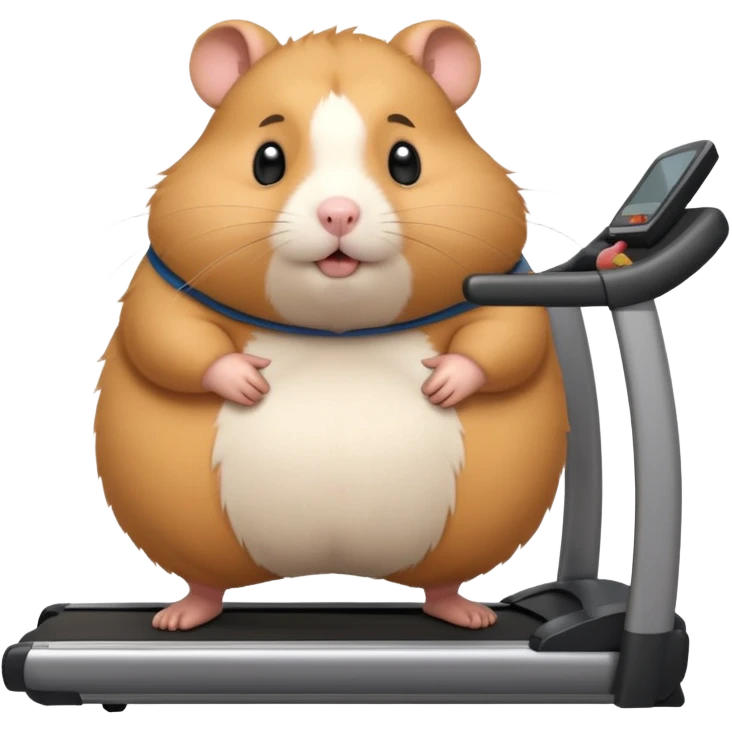 fat hamster big belly trying to run on treadmill  emoji