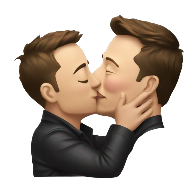 Elon Musk kissing Elon musk emoji