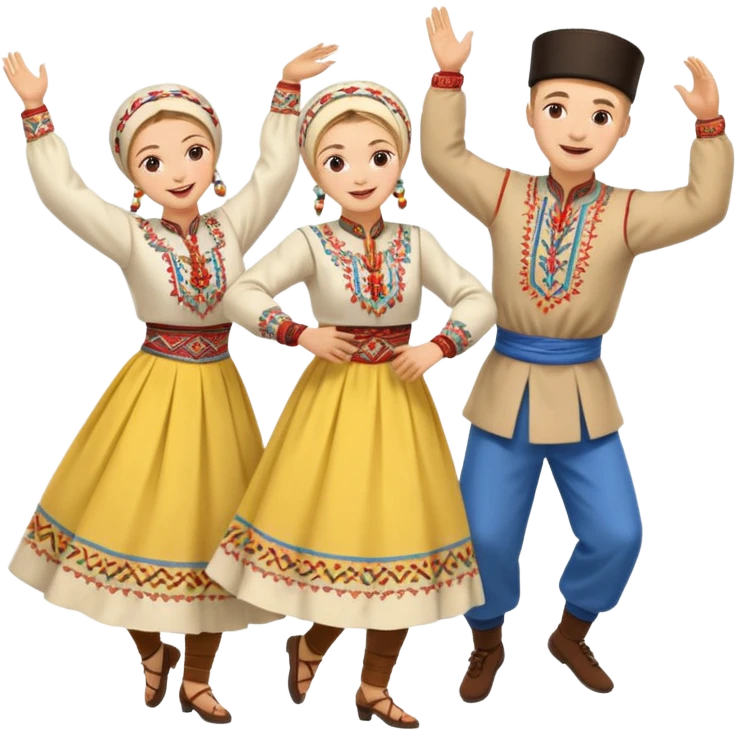 Ukrainian 3 people dancing hopak emoji