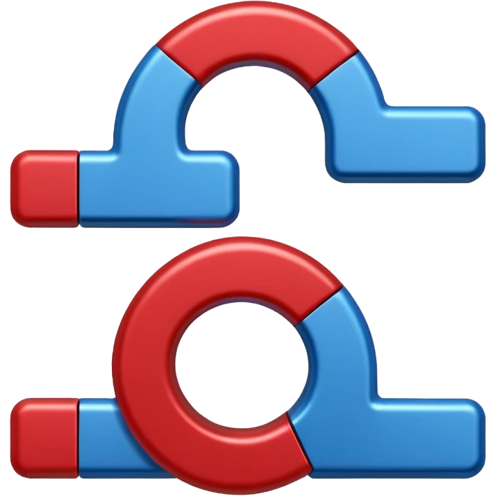 two Magnet Attraction which is in blue and red color in a u shape  emoji