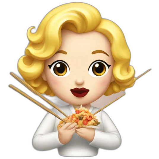 Marilyn monroe eating with chopsticks emoji