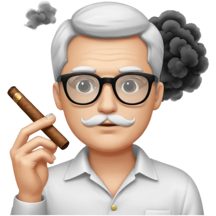 bold white guy in black glasses and cigar emoji