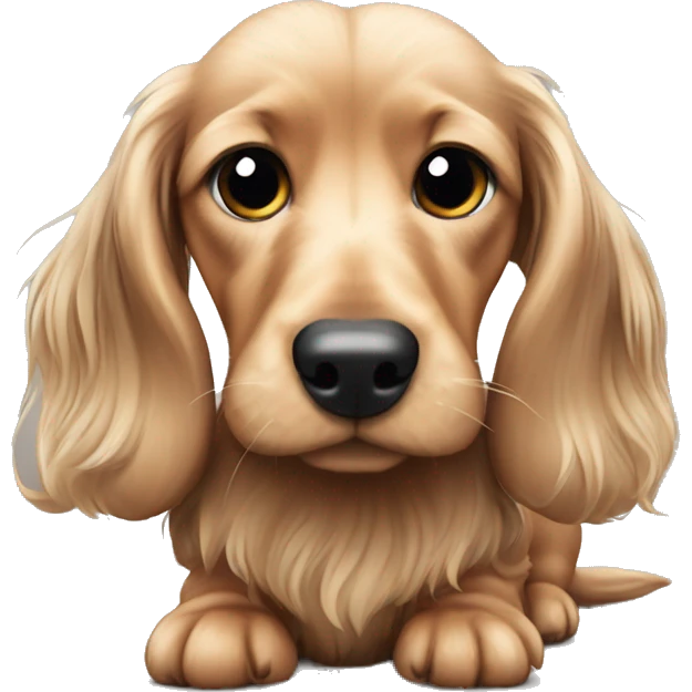 Chunky Miniature long haired dachshund while body emoji