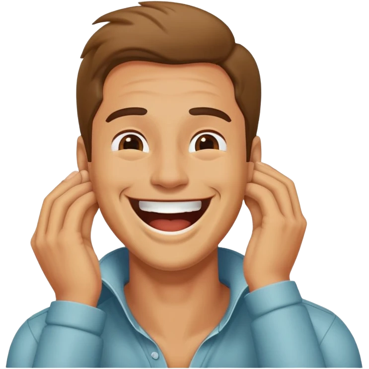 Guy laughing holding neck emoji