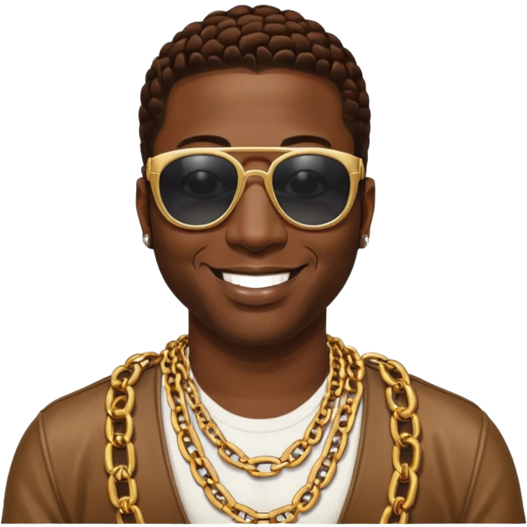 Gucci Mane with chains on and sunglasses emoji