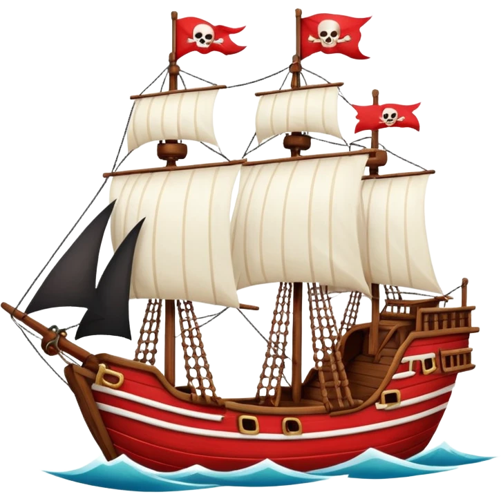 red and white pirate ships emoji