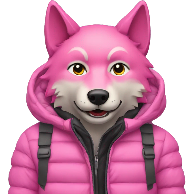 pink wolf man, puffer jacket emoji