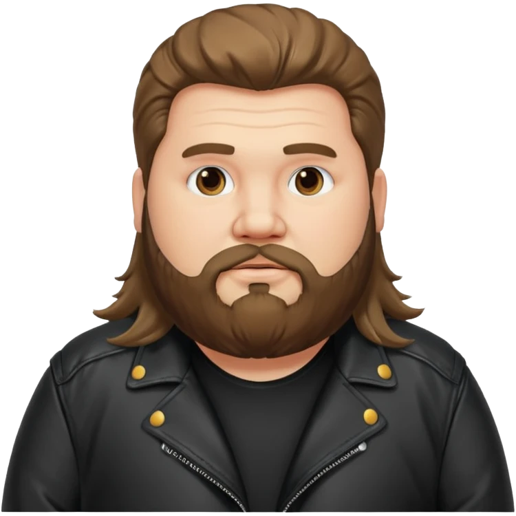 Long hair obese men with beard in leather jacket emoji