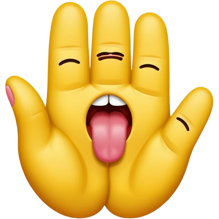 Tongue sticking out between two v'd fingers emoji